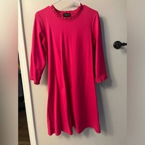 Isaac Mizrahi Pink Ruffle Trim A-Line Dress